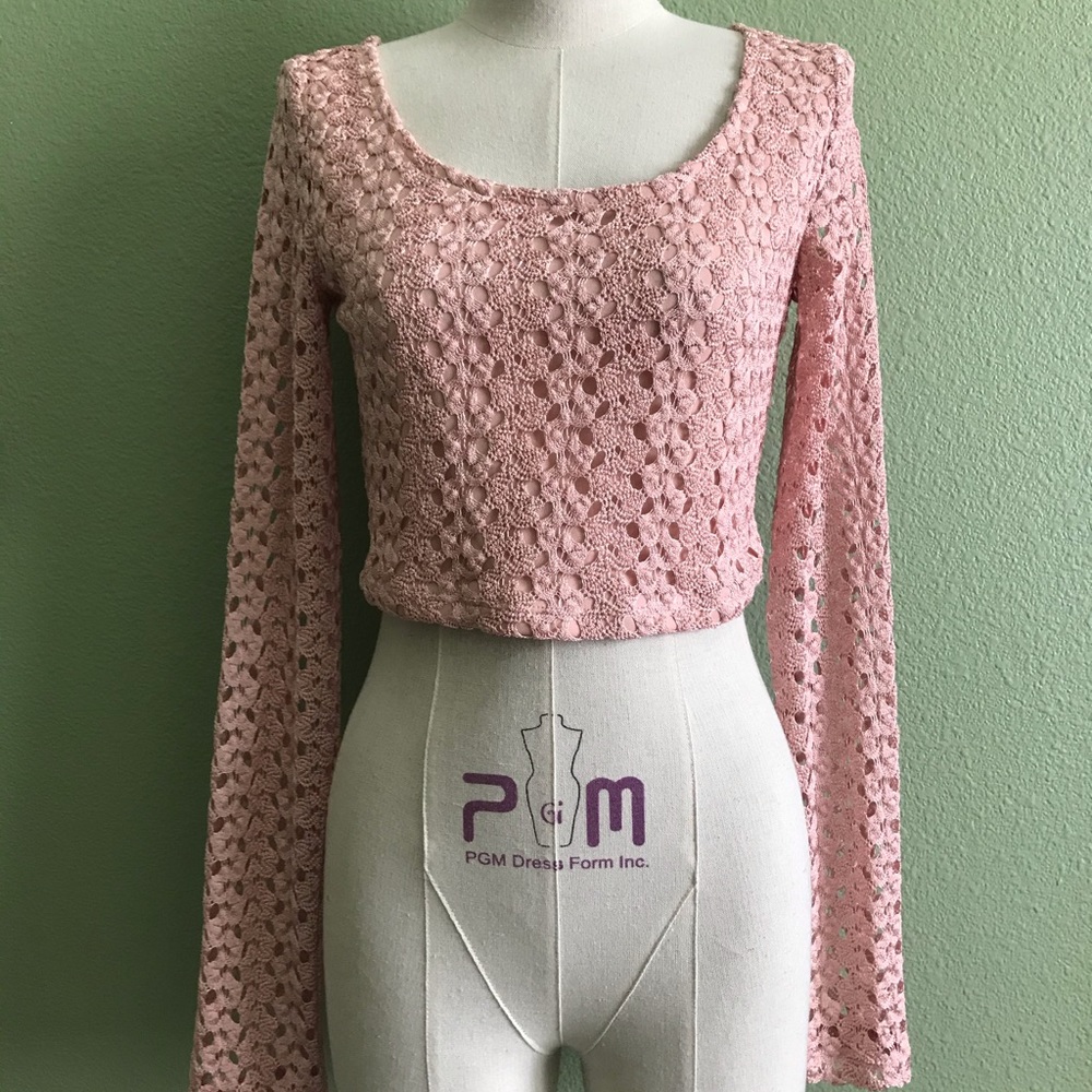 Dusty Rose Colored Crochet Crop Top
